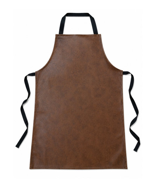 Premium Brown Rexine Bib Apron - Heavy-Duty Waterproof Professional Apron