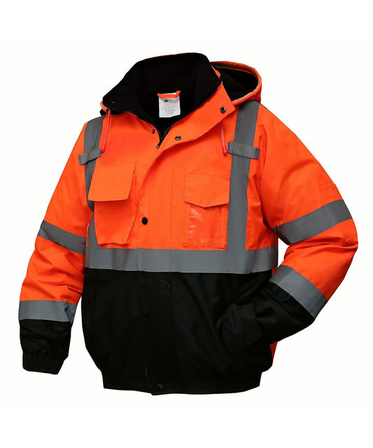 Reflective Long Sleeve Safety Vest – Zipper Closure & Multiple Pockets for High Visibility