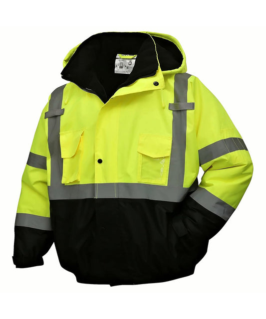 Reflective Long Sleeve Safety Vest – Zipper Closure & Multiple Pockets for High Visibility
